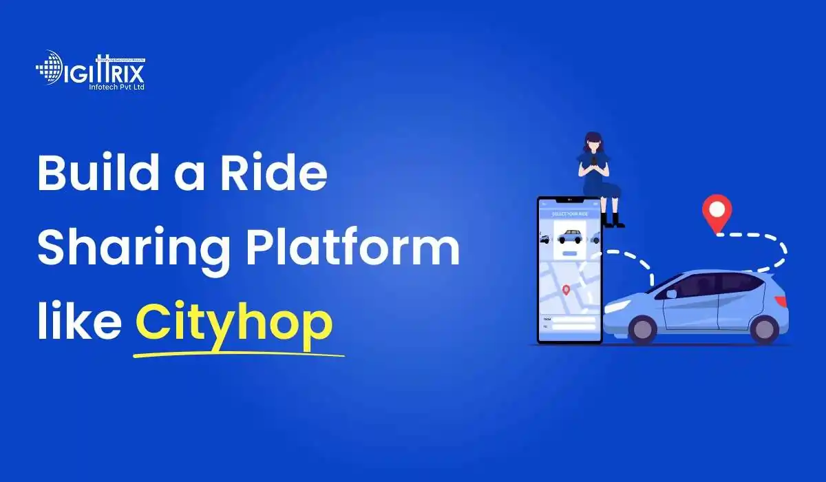 image of a ride-sharing platform interface, inspired by Cityhop, showcasing user-friendly features and design