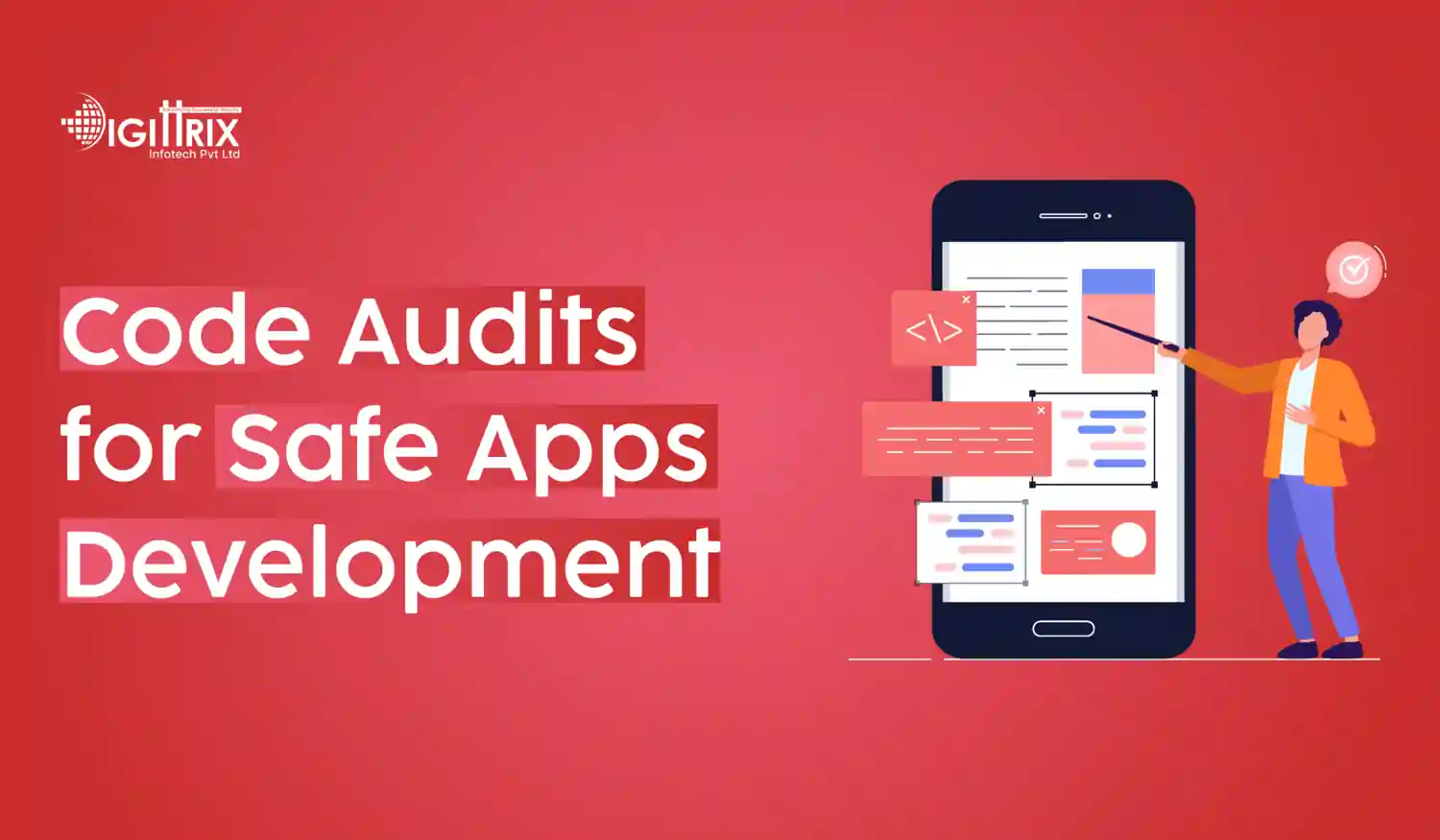 image showing a code audit process, ensuring secure mobile app development practices for enhanced safety.