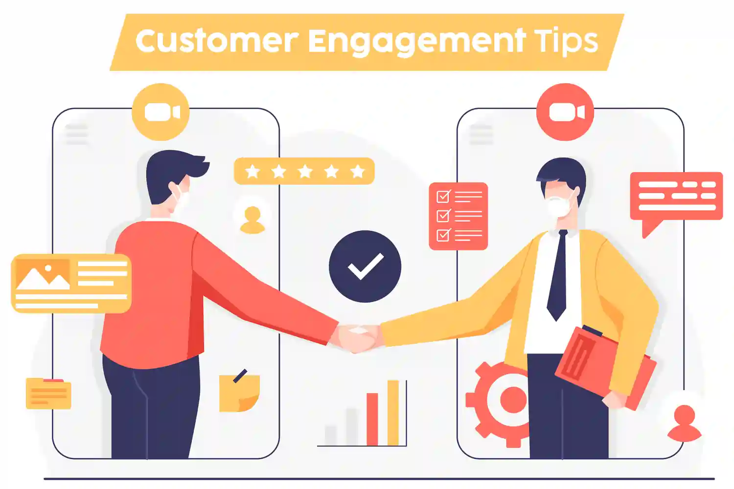 Two Persons Shaking hands signifies importance of customer Engagement via website and mobile app