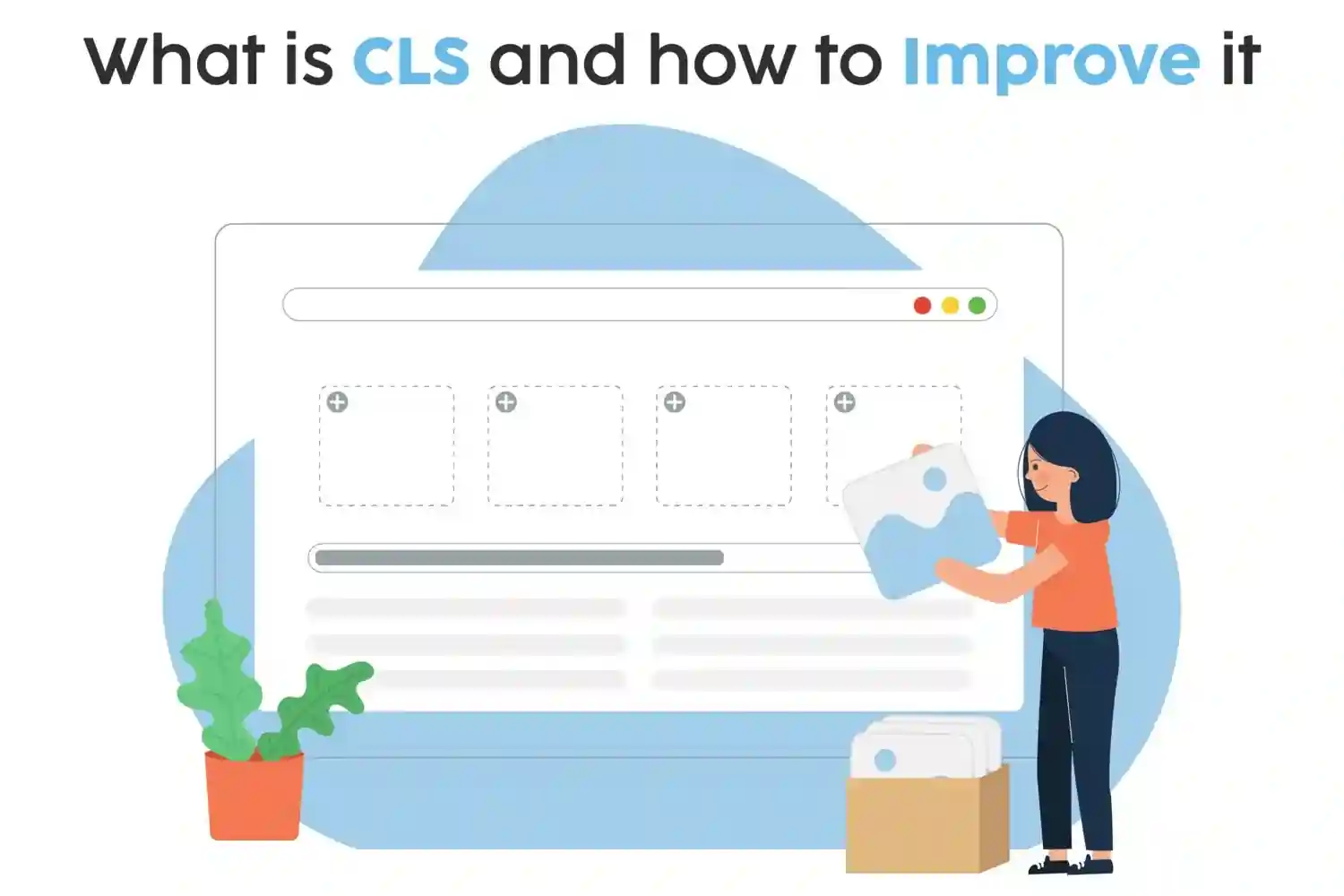 Girl Explaining how improving CLS can help in SERP and SEO