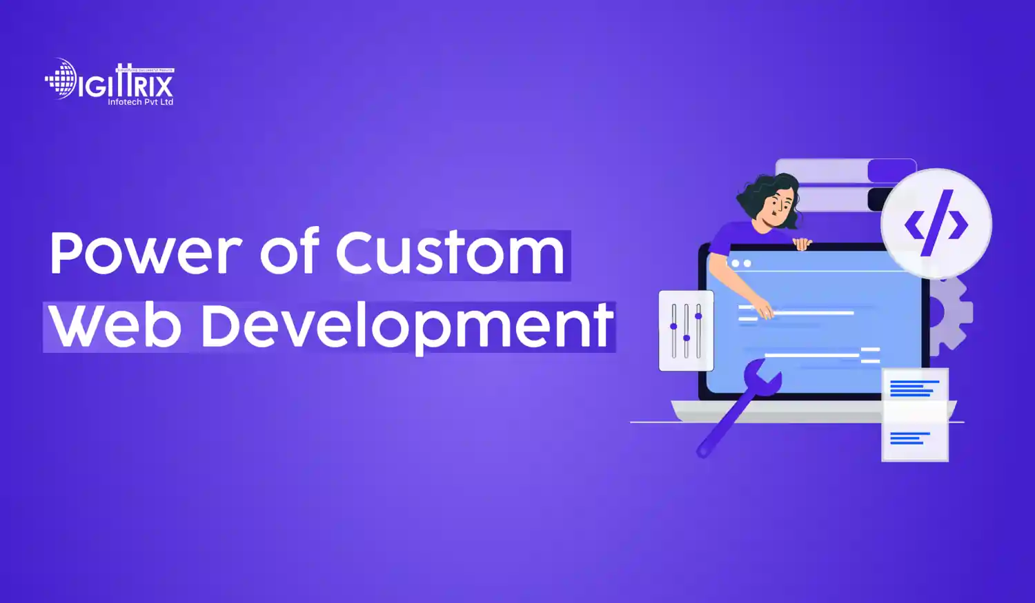 image showing a girl customized web development concept with the text power of custom web development