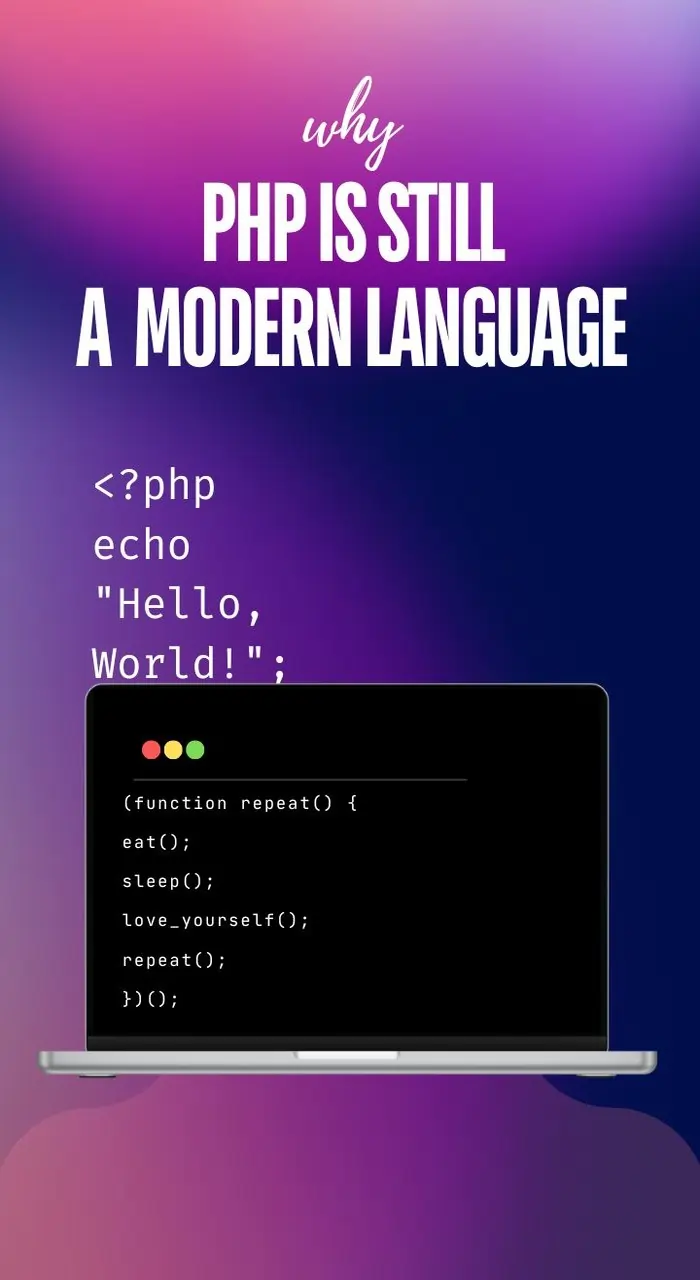 Image showing a laptop screen with php codes to highlight why php is still used for web development