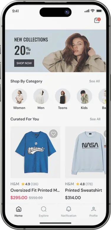 list of products in ecommerce website and mobile app