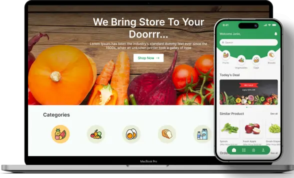 Picture of Vegetables in Website and Mobile app