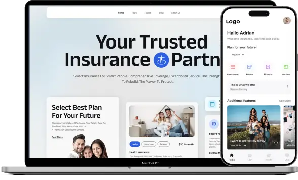 insurance website and mobile app having different insurance plans listed