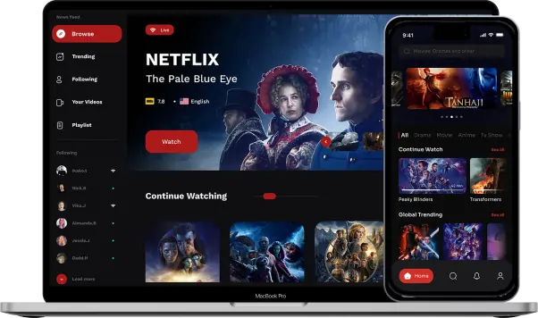 Movies listed in Movie Streaming website and mobile app