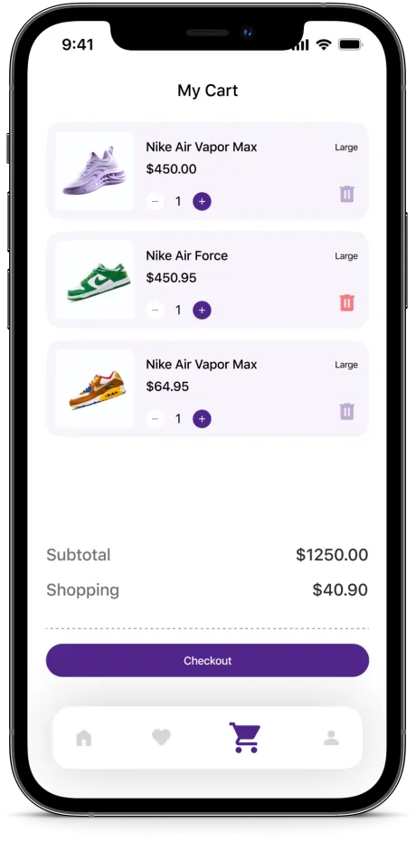 Ecommerce App Development Cart Design