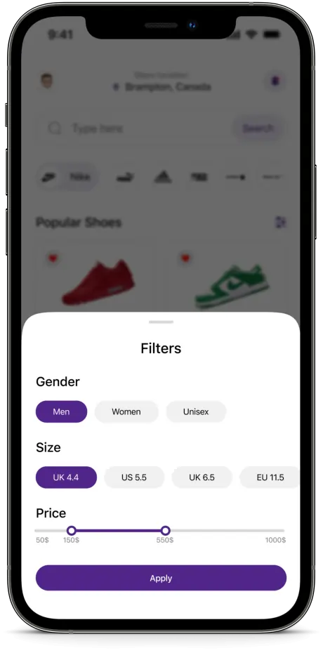 Ecommerce App Development Filters Design