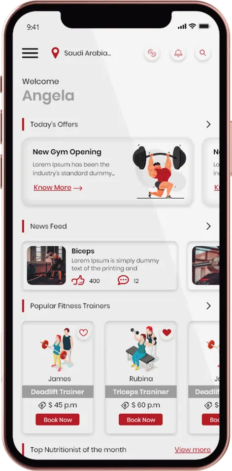 Fitness mobile app android and iOS developed by digittrix