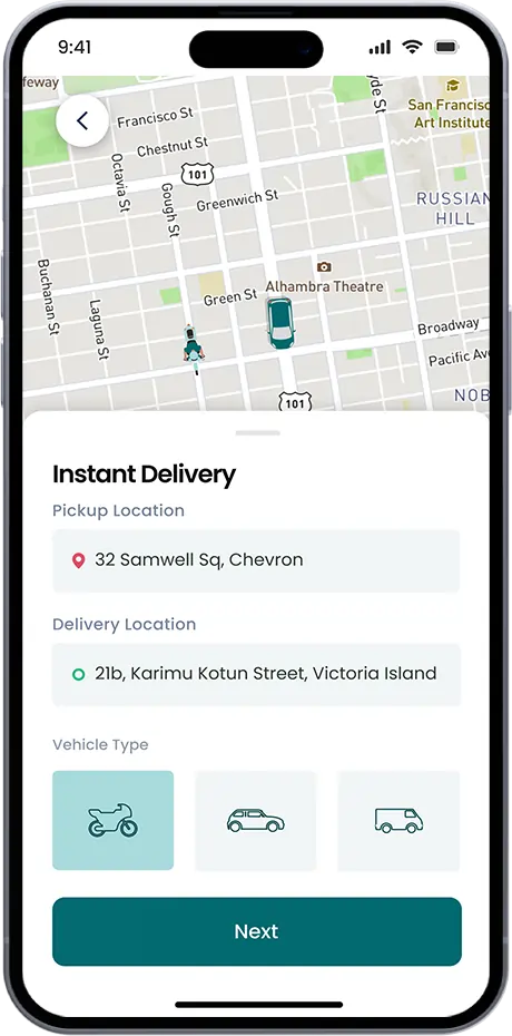 On Demand Mobile app Location Page Screen