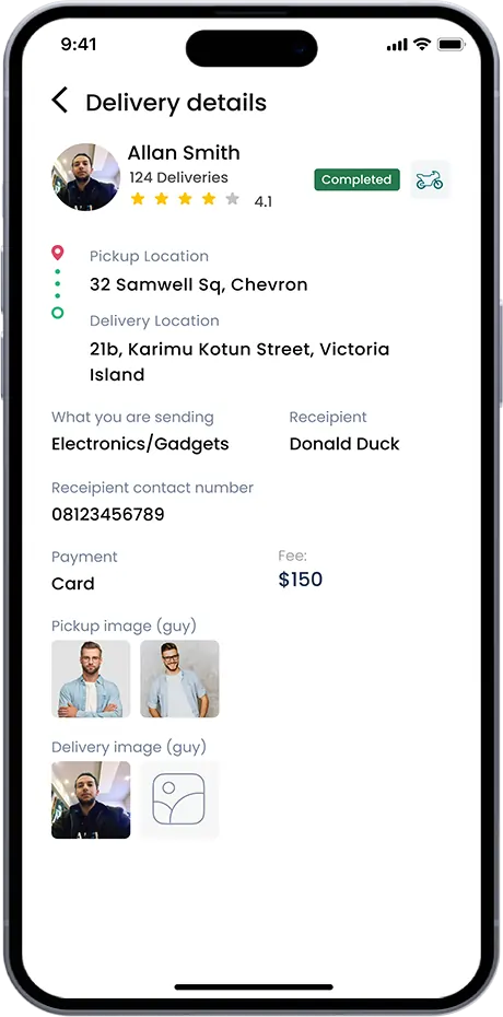 On Demand Mobile app Order Page Screen