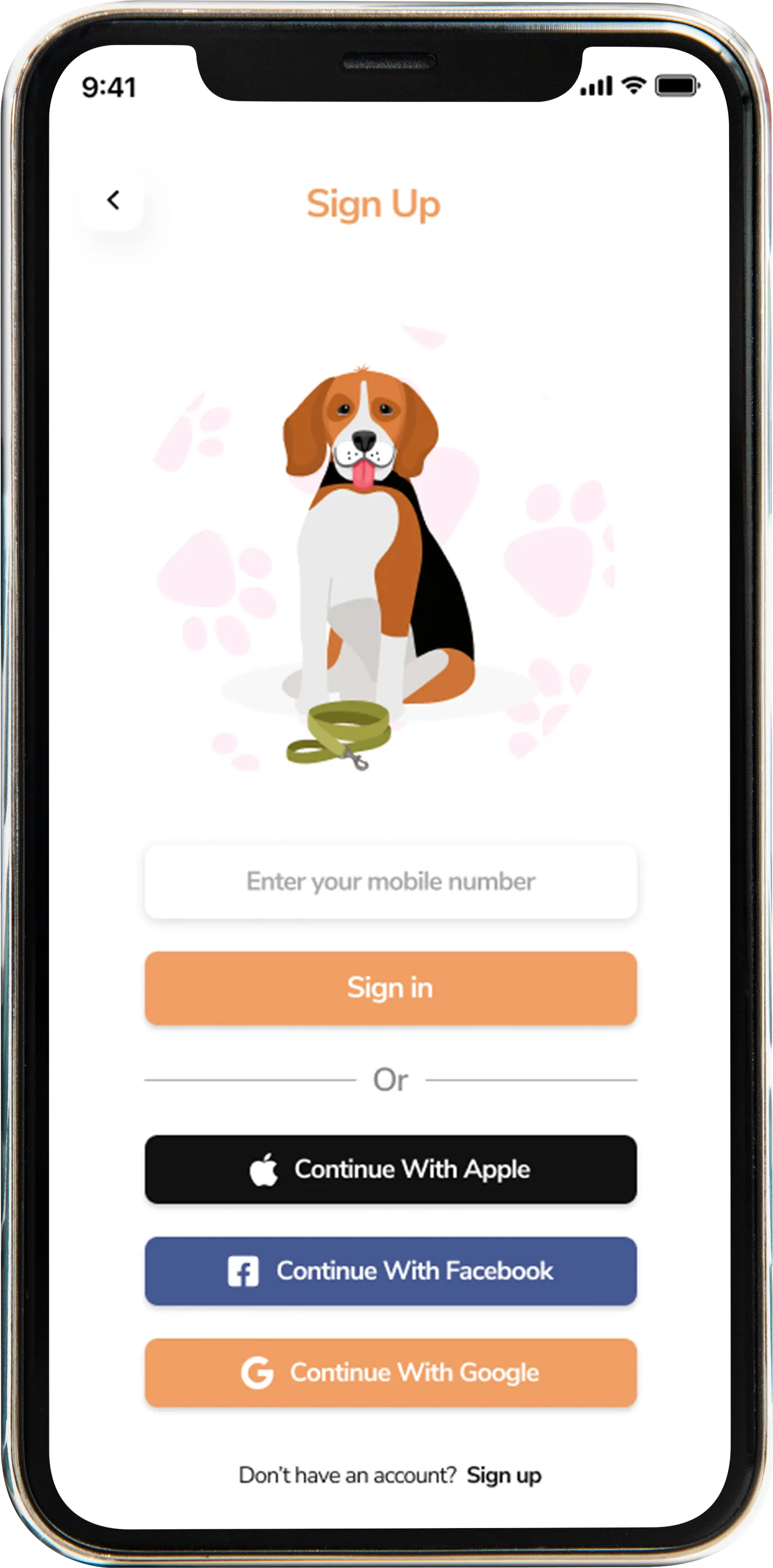 Pet Care App Development Login Signup