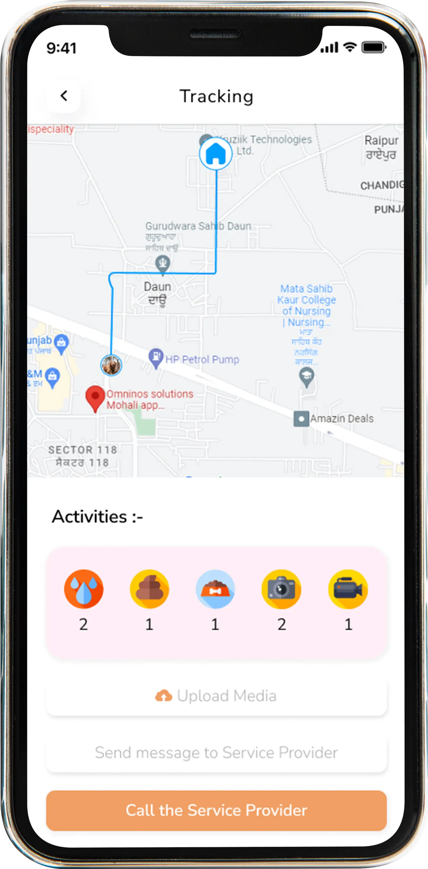 Pet Care App Development Pet realtime location tracking on map