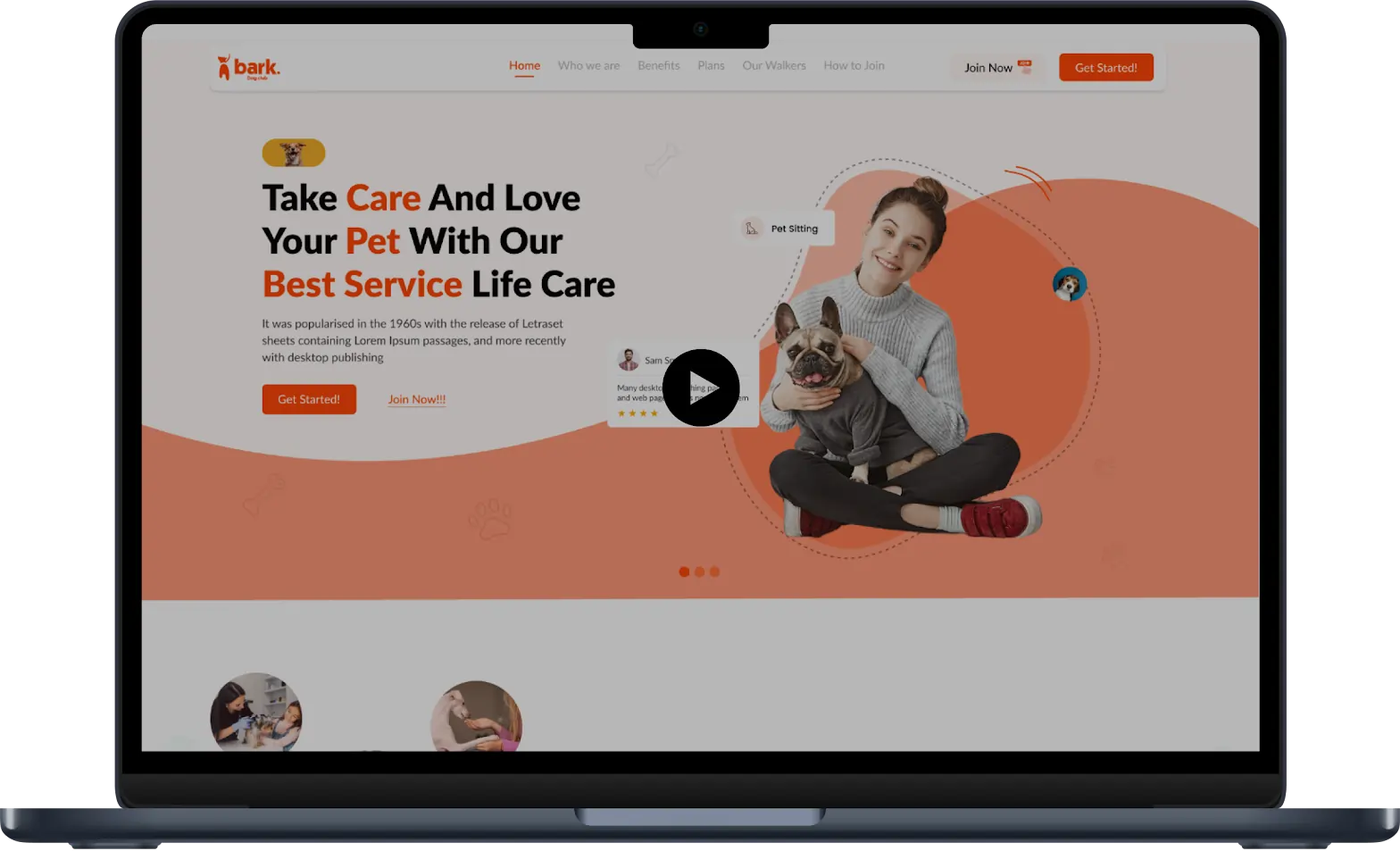 pet care website development play video