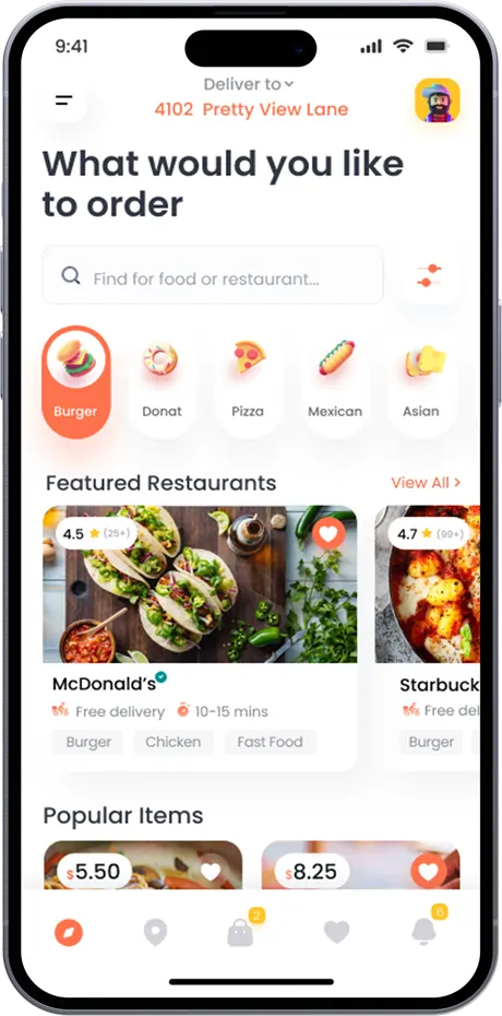 Restaurant app welcome page