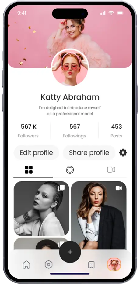 social app profile page screen design