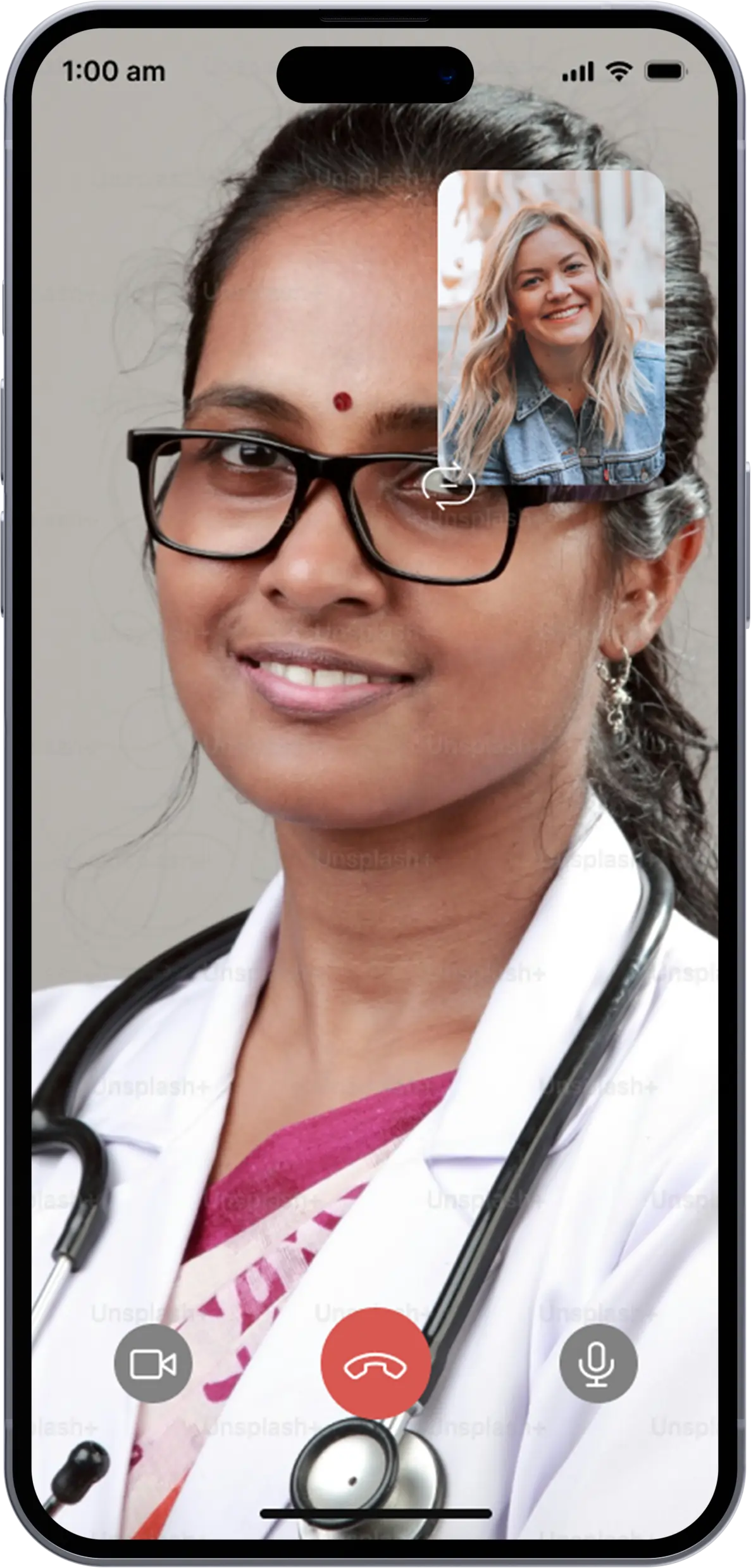 telemedicine mobile app video call with doctor screen