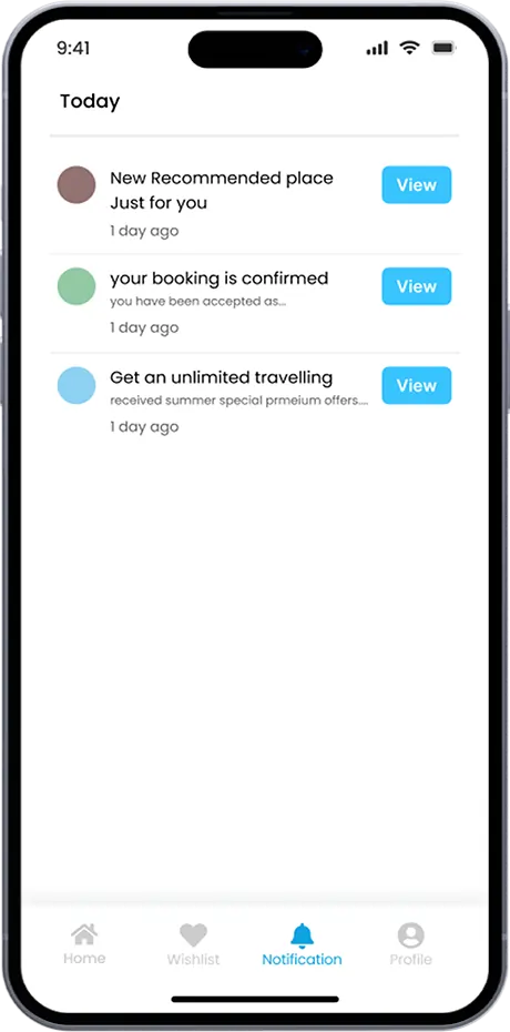 travel notification page